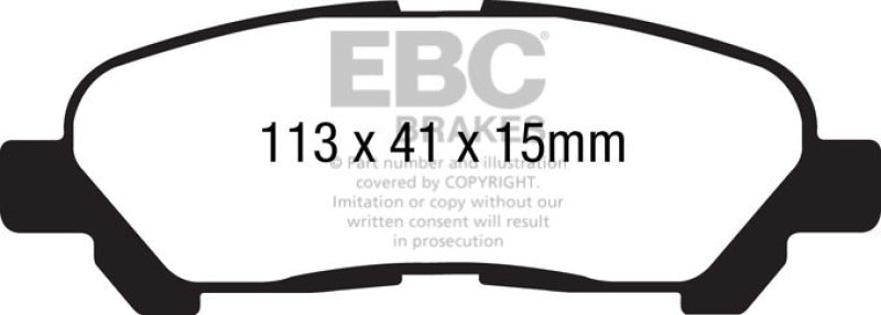 EBC 09-13 Toyota Highlander 2.7 2WD/4WD Yellowstuff Rear Brake Pads - DP41838R