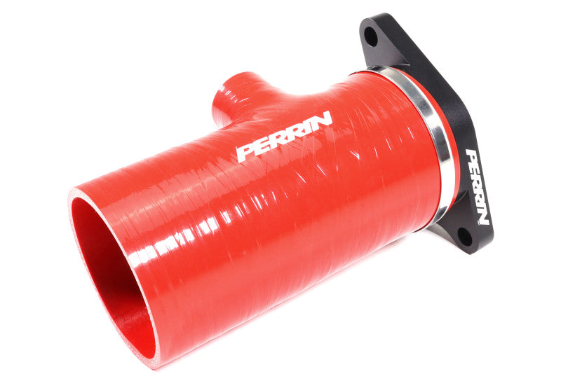 PERRIN 22-24 Subaru WRX / 20-25 LGT & OBXT Turbo Inlet Hose w/Turbo Adapter Flange (Short) - Red - PSP-INT-426RD