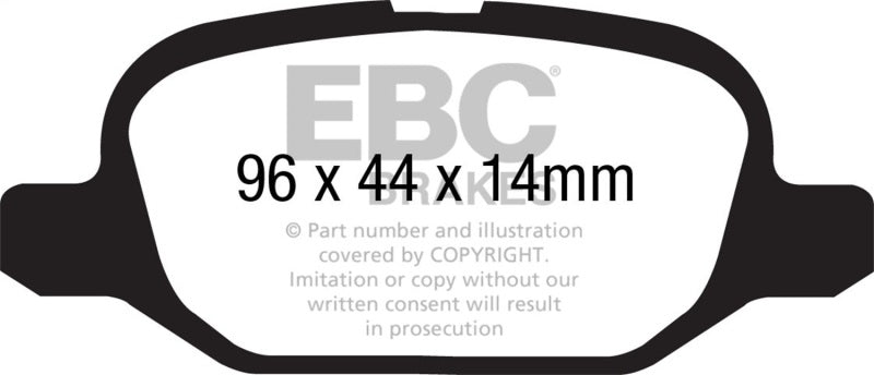 EBC 11+ Fiat 500 1.4 (ATE Calipers) Ultimax2 Rear Brake Pads - UD1569