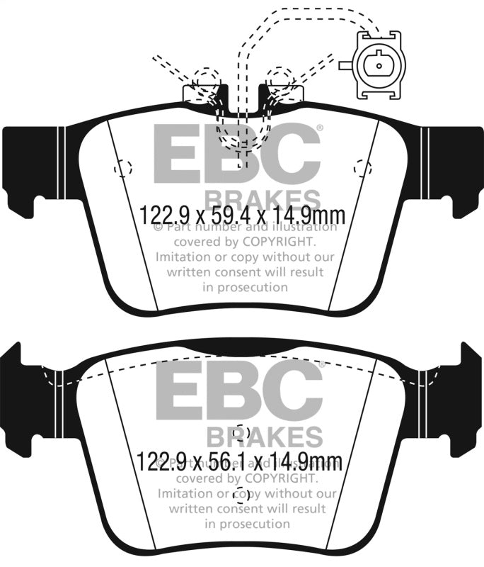 EBC 17+ Alfa Romeo Giulia 2.0L Turbo Ultimax Rear Brake Pads - UD1989