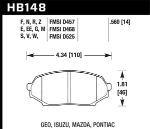 Hawk 90-93 Mazda Miata (NA) HT-10 Race Front Brake Pads - HB148S.560
