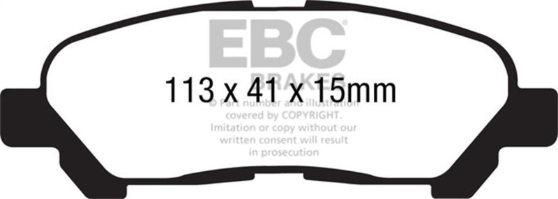 EBC 09-13 Toyota Highlander 2.7 2WD/4WD Yellowstuff Rear Brake Pads - DP41838R