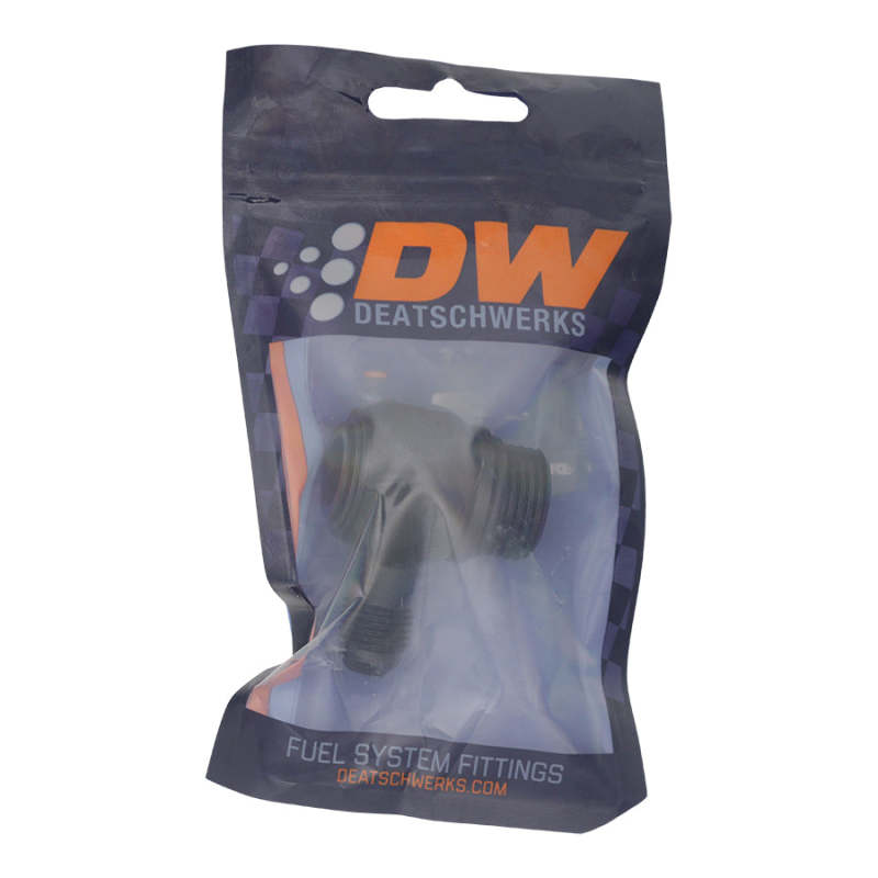 DeatschWerks 10AN ORB Male to 6AN Male Flare Low Profile 90-Degree Swivel - Anodized Matte Black - 6-02-0420-B