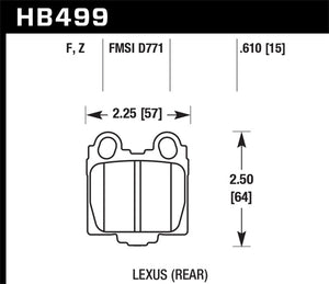 Hawk 00-05 Lexus IS300 HPS Street Rear Brake Pads - HB499F.610