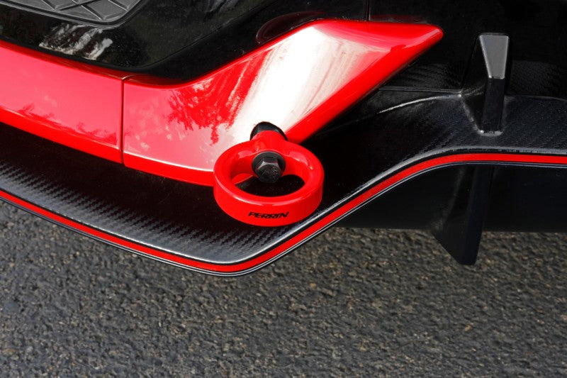 PERRIN 17-21 Honda Civic Si/Type R/Touring/Hatchback Tow Hook Kit Rear - Red - PHP-BDY-251RD
