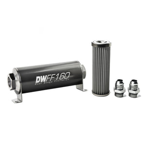 DeatschWerks Stainless Steel 10AN 40 Micron Universal Inline Fuel Filter Housing Kit (160mm) - 8-03-160-040K-10