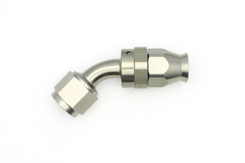 DeatschWerks 8AN Female Swivel 45-Degree Hose End PTFE (Incl. 1 Olive Insert) - 6-02-0855