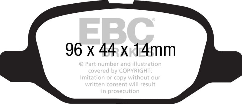 EBC 11+ Fiat 500 1.4 (ATE Calipers) Ultimax2 Rear Brake Pads - UD1569