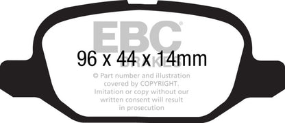 EBC 11+ Fiat 500 1.4 (ATE Calipers) Ultimax2 Rear Brake Pads - UD1569