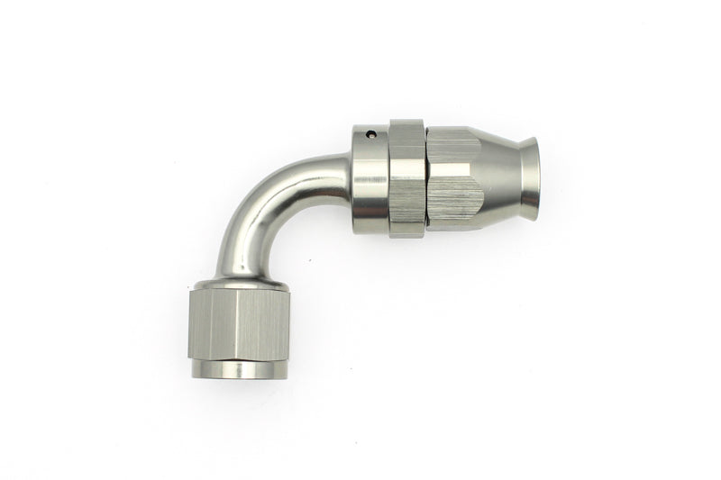 DeatschWerks 8AN Female Swivel 90-Degree Hose End PTFE (Incl. 1 Olive Insert) - 6-02-0856
