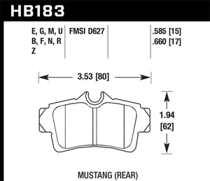 Hawk 94-04 Ford Mustang HPS Street Rear Brake Pads - HB183F.585