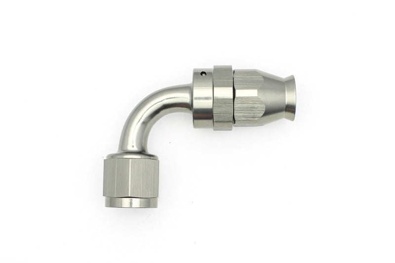 DeatschWerks 8AN Female Swivel 90-Degree Hose End PTFE (Incl. 1 Olive Insert) - 6-02-0856