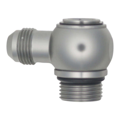 DeatschWerks 10AN ORB Male to 8AN Male Flare Low Profile 90-Degree Swivel - Anodized DW Titanium - 6-02-0418