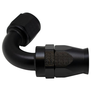 DeatschWerks 10AN Female Flare Swivel 120-Degree Hose End PTFE - Anodized Matte Black - 6-02-0878-B