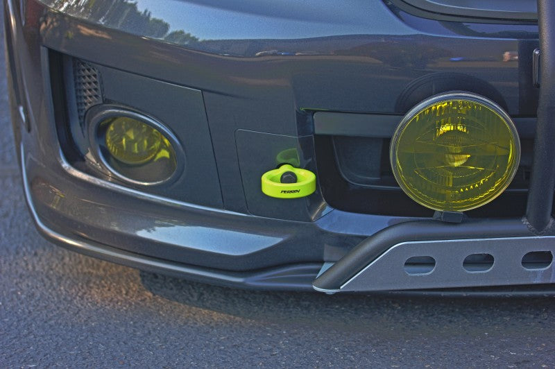 PERRIN 08-14 Subaru WRX & STI / 08-11 Impreza / 05-09 Legacy Tow Hook Kit (Front) - Neon Yellow - PSP-BDY-231NY
