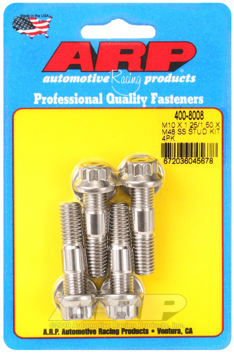 ARP M10 X 1.25/1.50 X 48mm Broached Stud Kit (4 Pcs) - 400-8008
