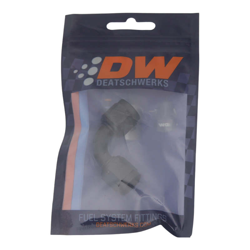 DeatschWerks 6AN Flare Female Swivel 90-Degree to 6AN Flare Female Swivel - Anodized Matte Black - 6-02-0215-B