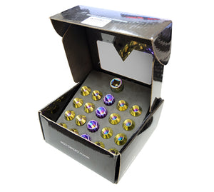 NRG 200 Series M12 X 1.25 Titanium Lug Nut Set - 21 Pc w/Lock Key Socket - Neochrome - LN-T210MC-21