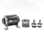 DeatschWerks Stainless Steel 5/16in 100 Micron Universal Inline Fuel Filter Housing Kit (70mm) - 8-03-070-100K-516