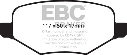 EBC 11-14 Ford Edge 2.0 Turbo Ultimax2 Rear Brake Pads - UD1377