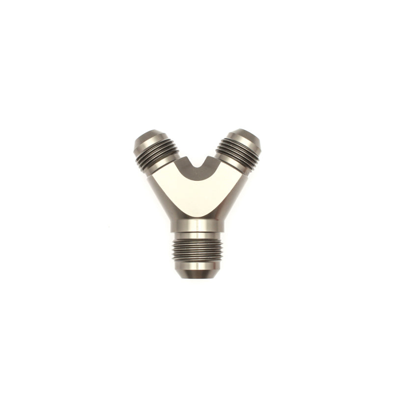 DeatschWerks 8AN Male Flare + 8AN Male Flare to 10AN Male Flare Y Block Fitting - 6-02-0703