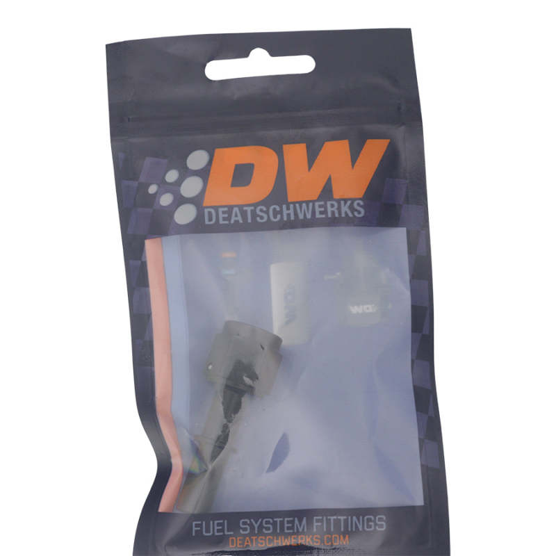 DeatschWerks 6AN Female Flare Swivel to 3/8in Male EFI Quick Disconnect - Anodized Matte Black - 6-02-0131-B