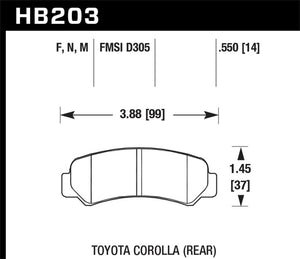 Hawk HP+ Street Brake Pads - HB203N.550