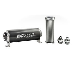 DeatschWerks Stainless Steel 6AN 5 Micron Universal Inline Fuel Filter Housing Kit (160mm) - 8-03-160-005K-6