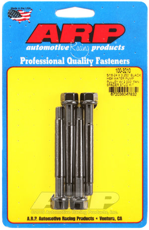 ARP 5/16-24 X 3.250 Black Hex Water Pump Pulley w/ 2.000in Fan Spacer Stud Kit - 100-3210