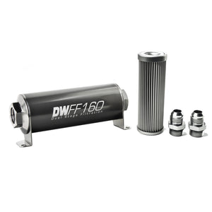 DeatschWerks Stainless Steel 10AN 10 Micron Universal Inline Fuel Filter Housing Kit (160mm) - 8-03-160-010K-10