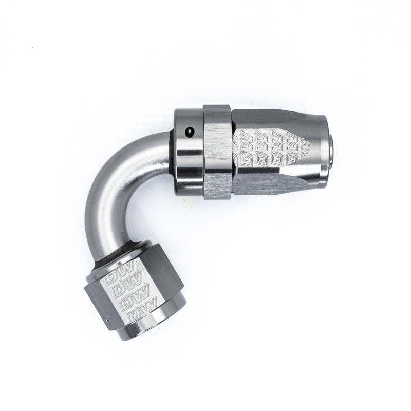DeatschWerks 8AN Female Swivel 120-Degree Hose End CPE - Anodized Titanium - 6-02-0823