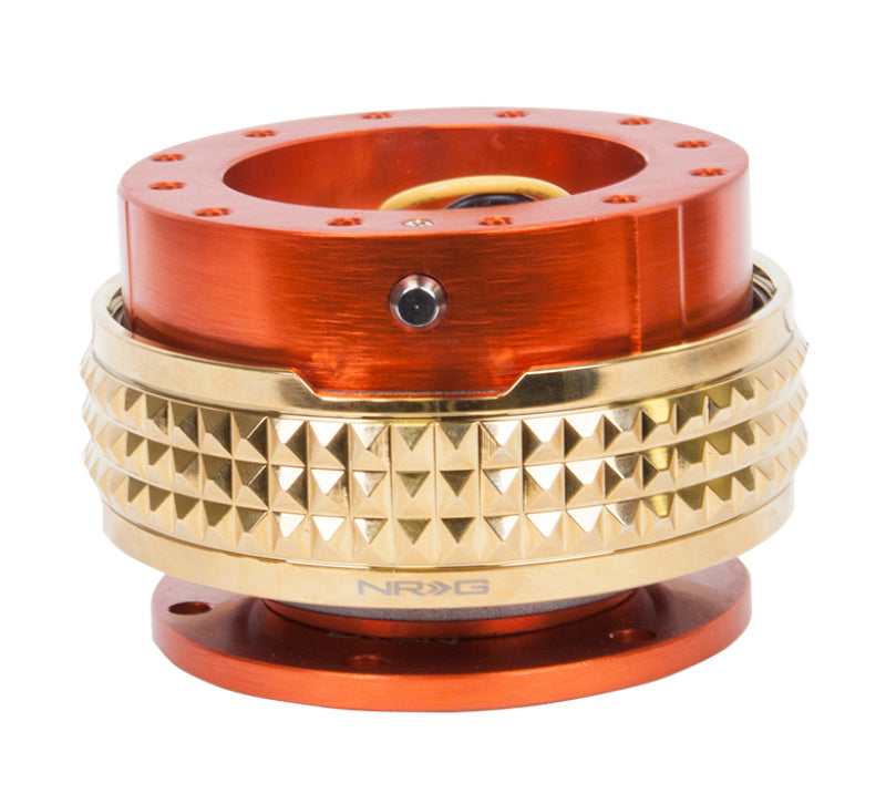 NRG Quick Release Kit - Pyramid Edition - Orange Body / Chrome Gold Pyramid Ring - SRK-210OR/CG