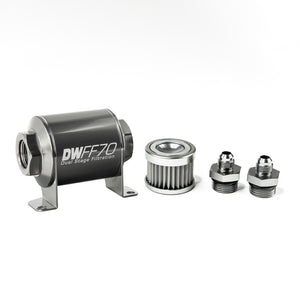 DeatschWerks Stainless Steel 6AN 5 Micron Universal Inline Fuel Filter Housing Kit (70mm) - 8-03-070-005K-6