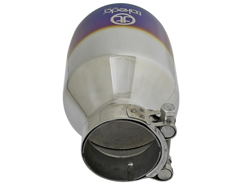 aFe Takeda 304 Stainless Steel Clamp-On Exhaust Tip 2.5in. Inlet / 4.5in. Outlet - Blue Flame - 49T25454-L07