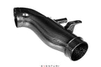 Carbon turbo tube showing mounting bracket and breather ports - Eventuri - Revzone