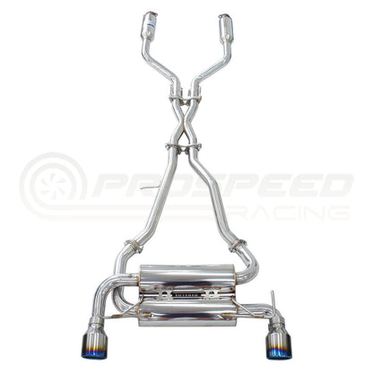 Invidia Gemini Cat Cack Exhaust - Straight Cut Titanium Blue Tips - Nissan 350Z Z33 02-09