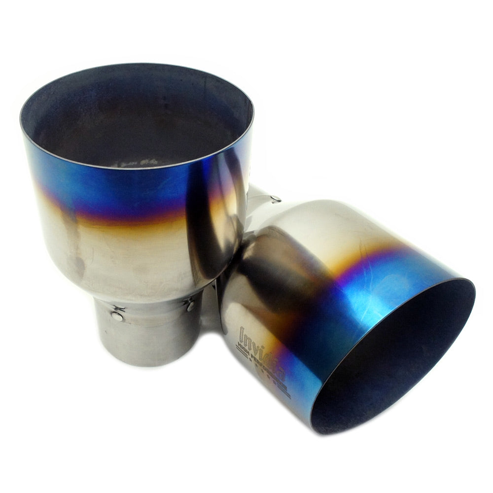 Invidia Gemini Cat Cack Exhaust - Straight Cut Titanium Blue Tips - Nissan 350Z Z33 02-09 - Revzone