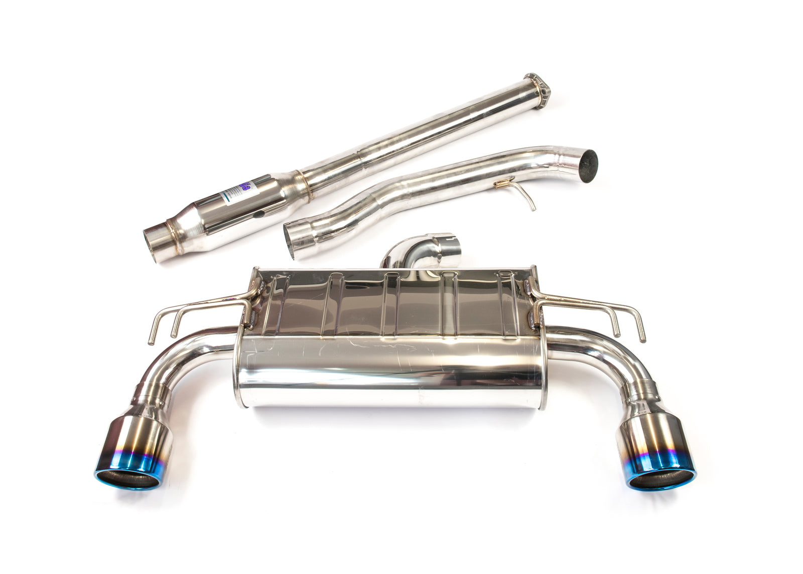 Invidia Q300 Cat Back Exhaust - Straight Cut Titanium Blue Tips - Mitsubishi Evo X CZ4A - Revzone