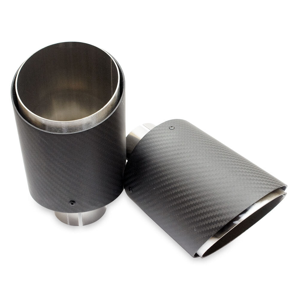 Invidia R400 Valved Cat Back Exhaust w/Round Tips - PSR Carbon Fibre Tips Tips - VW Golf R Mk7 - Revzone