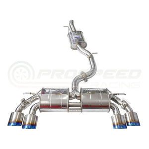 Invidia R400 Valved Cat Back Exhaust w/Oval Tips - Rolled Titanium Blue Tips - VW Golf R Mk7