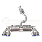 Invidia R400 Valved Cat Back Exhaust w/Oval Tips - Rolled Titanium Blue Tips - VW Golf R Mk7 - Revzone