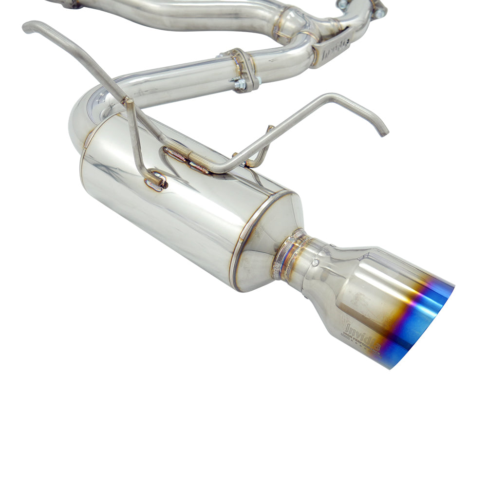 Invidia R400 Cat Back Exhaust - Straight Cut Titanium Blue Tips - Subaru WRX 08-10 Sedan/Forester XT SH SJ 08-18 - Revzone