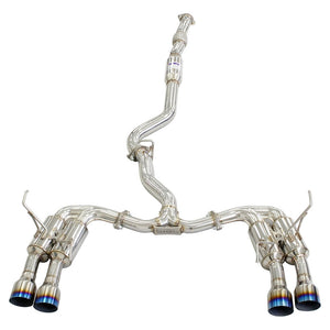 Invidia R400 Cat Back Exhaust - Straight Cut Titanium Blue Tips - Subaru WRX/STI 11-21 (Sedan)
