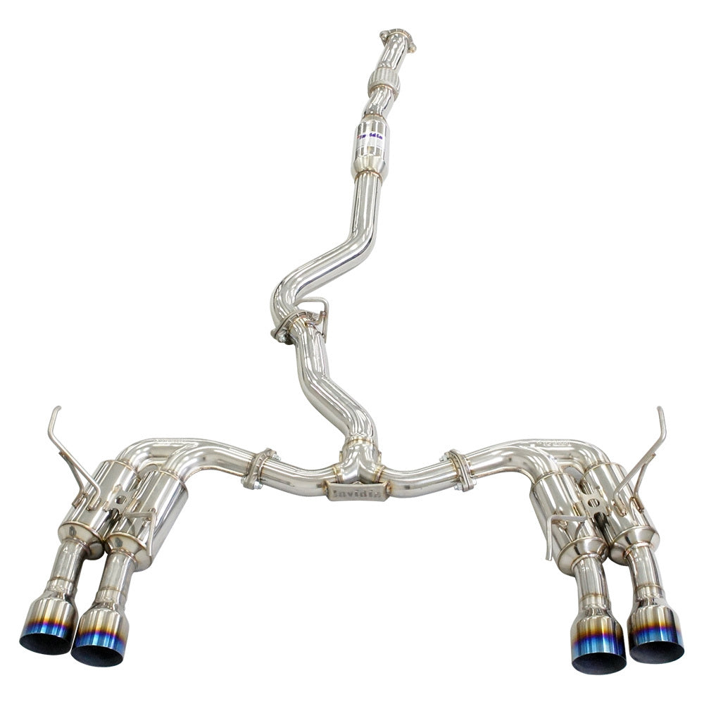 Invidia R400 Cat Back Exhaust - Straight Cut Titanium Blue Tips - Subaru WRX/STI 11-21 (Sedan) - Revzone