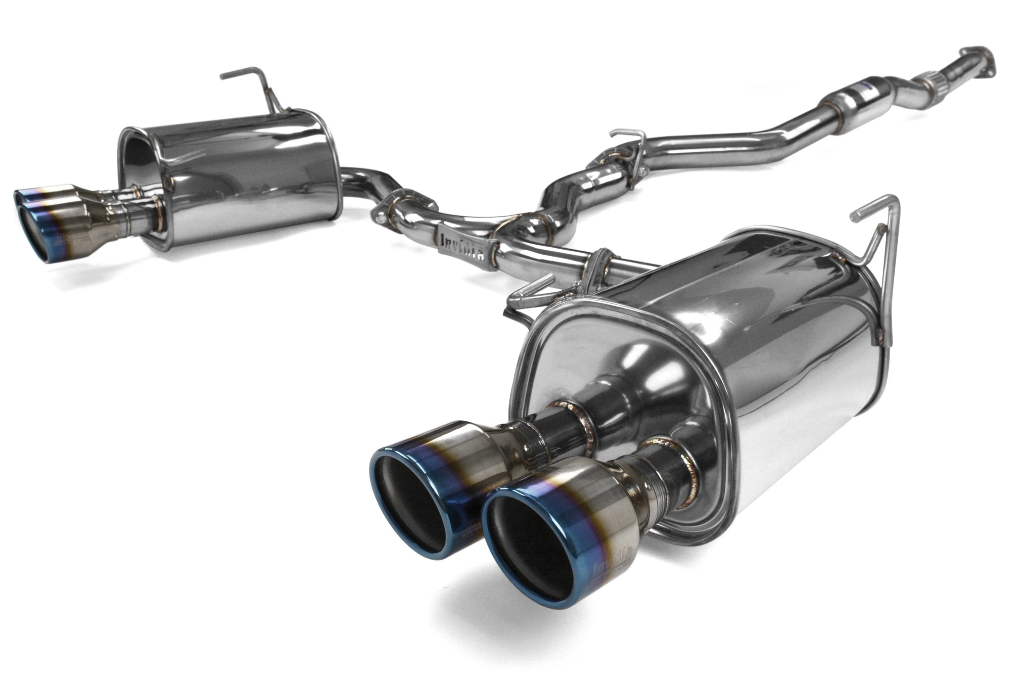 Invidia Q300 Cat Back Exhaust - Straight Cut Titanium Blue Tips - Subaru WRX/STI 11-21 - Revzone