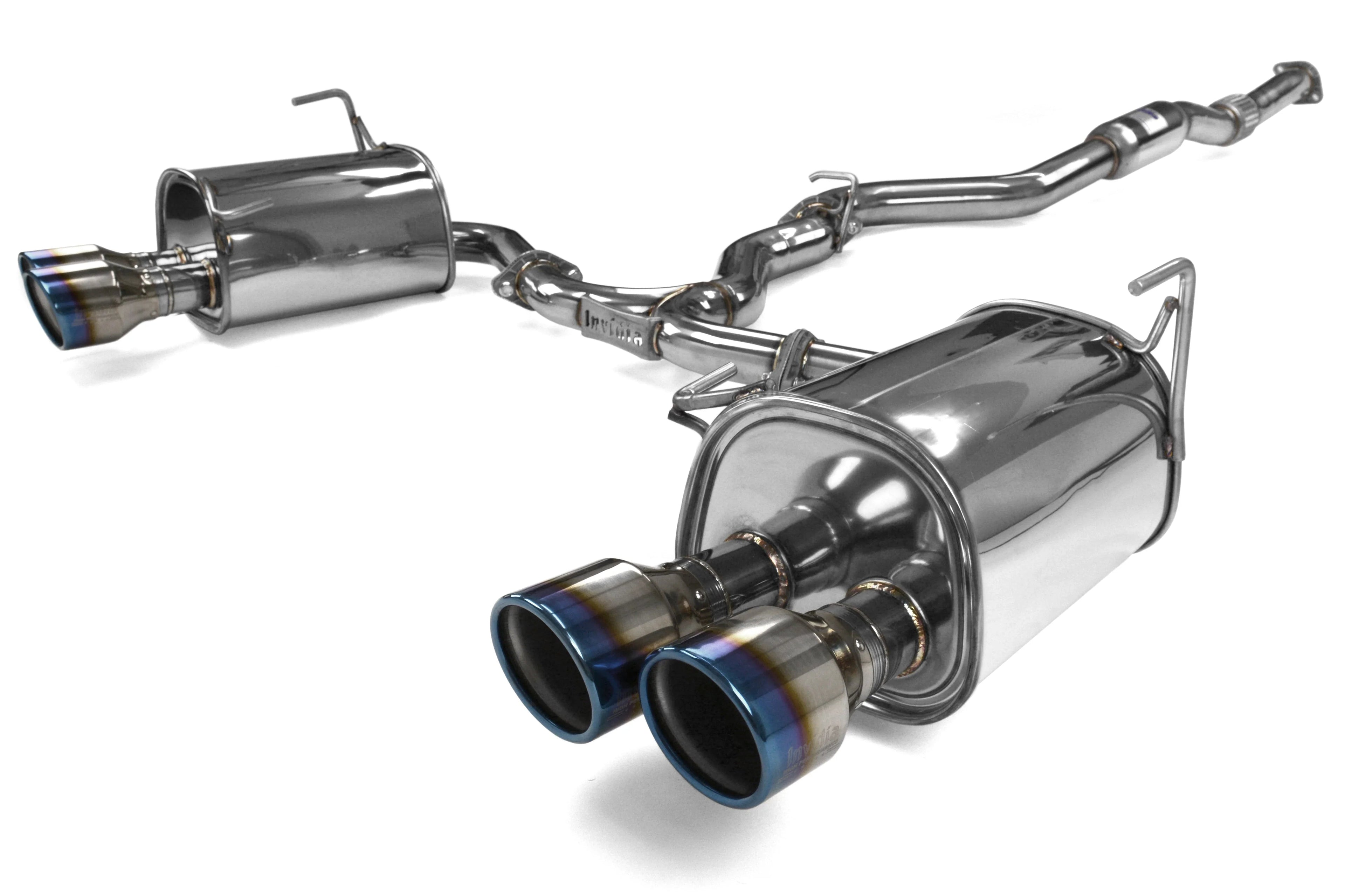 Invidia Q300 Cat Back Exhaust - Straight Cut Titanium Blue Tips - Subaru WRX/STI 11-21 - Revzone