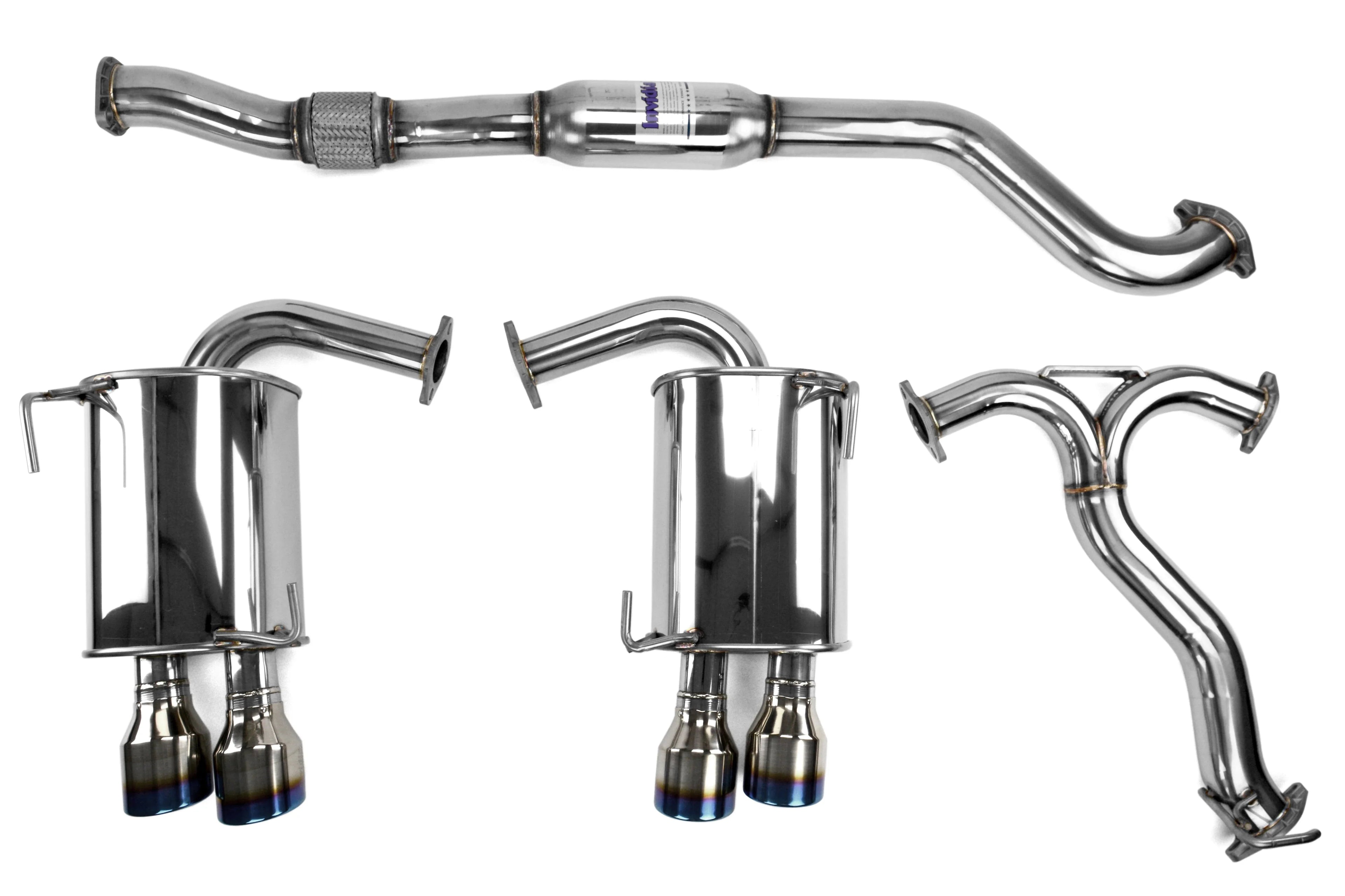 Invidia Q300 Cat Back Exhaust - Rolled Titanium Blue Tips - Subaru WRX/STI 11-21 - Revzone