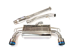Invidia Q300 O2 Housing Back Exhaust - Rolled Titanium Blue Tips - Mitsubishi Evo X CZ4A