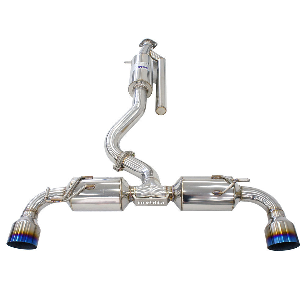 Invidia N2 O2 Housing Back Exhaust - Straight Cut Titanium Blue Tips - Toyota Yaris GR XPA16R - Revzone