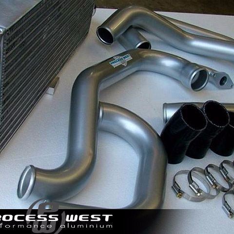 Process West Front Mount Intercooler Kit w/Silver Core, Black Piping for Subaru WRX/STI GC8 97-00 [PWFMIC01] - Revzone